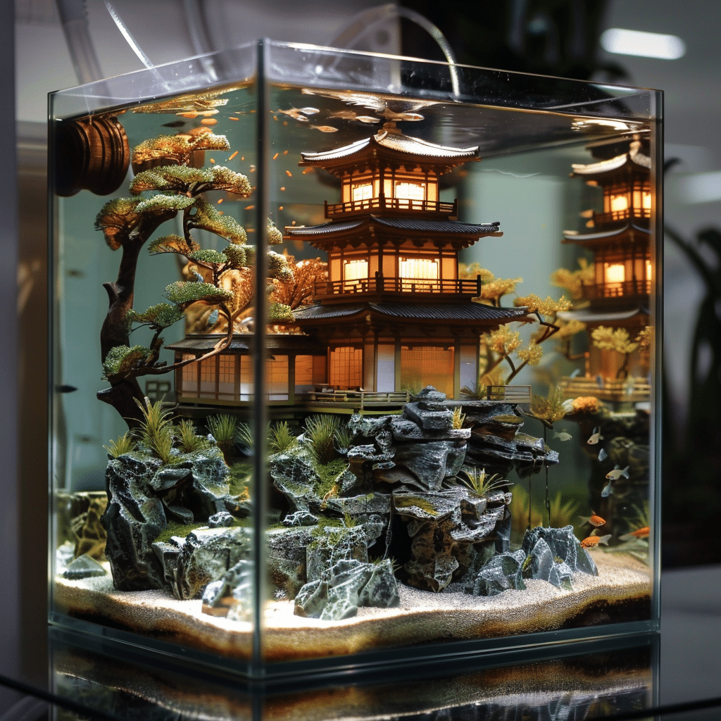 décoration aquarium japon