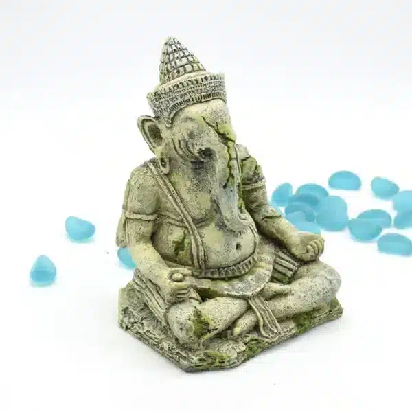 Décoration Aquarium Statue de Bouddha Ganesha en Résine de 11x9,5x16cm