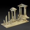Décor aquarium résine ruines romaines antiques, beige, pour bac 400x300mm