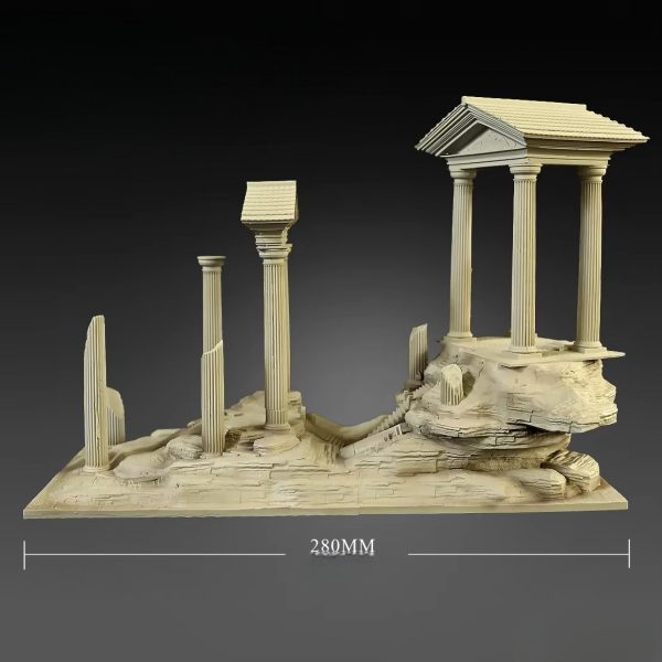 Déco aquarium résine ruines romaines antiques, beige, pour bac 400x300mm