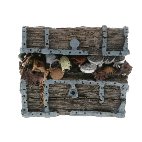 Décoration aquarium coffre pirate résine, trésor visible