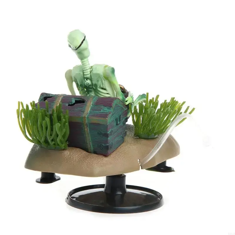 Décoration aquarium squelette pirate coffre trésor résine 12cm