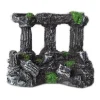 Décoration aquarium ruine antique 3 piliers résine mousse 9x7cm