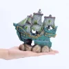 Décoration aquarium épave bateau pirate fantôme résine verte 15cm