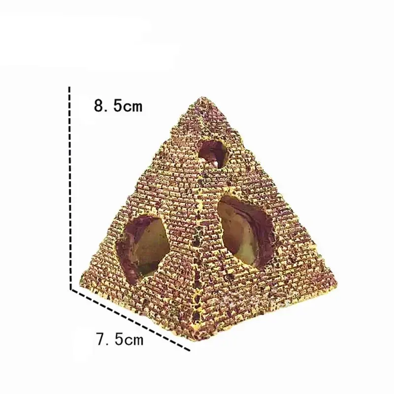 Lot 3 cachettes pyramides résine deco aquarium texture pierre