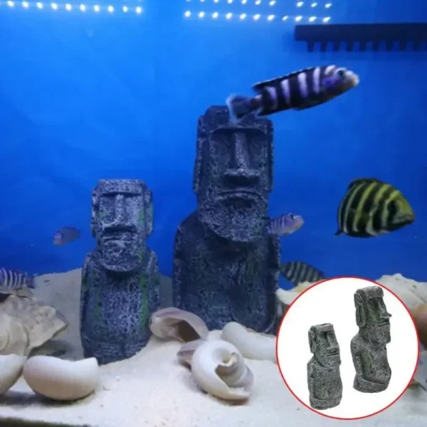Décoration aquarium : statues Moaï
