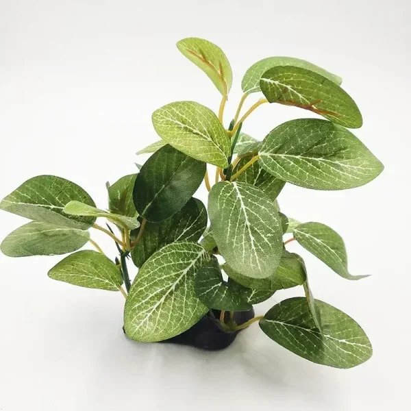 Plante artificielle d'aquarium verte en plastique, nervures blanches