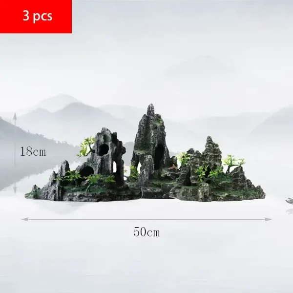 Décoration Aquatique XXL île de 50x18cm avec Plantes Artificielles