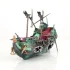 Décoration aquarium plastique épave galion pirate vert-de-gris endommagée