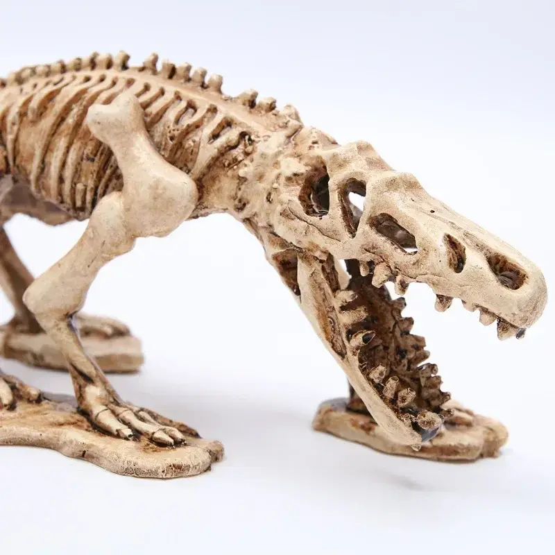Grande décoration aquarium 30cm squelette dinosaure fossile en résine beige