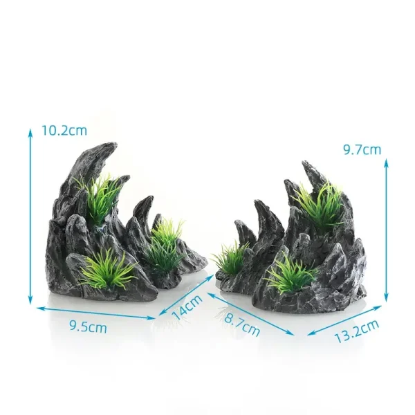 Deux gros rochers décoration d'aquarium résine plantes artificielles