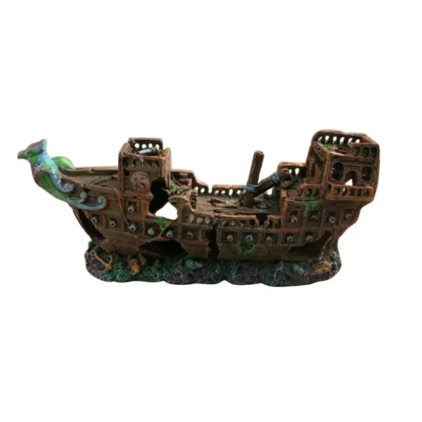 Décoration aquarium épave bateau pirate résine 24cm