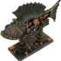 Statue poisson steampunk mécanique, finition vieillie, sur base