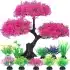 Plantes artificielles aquarium : arbre rose 30cm, 9 petites plantes couleurs variées