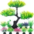 Ensemble plantes artificielles aquarium : arbre vert, petites plantes colorées variées.