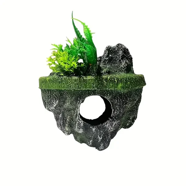 Rocher flottant aquarium grotte avec végétation