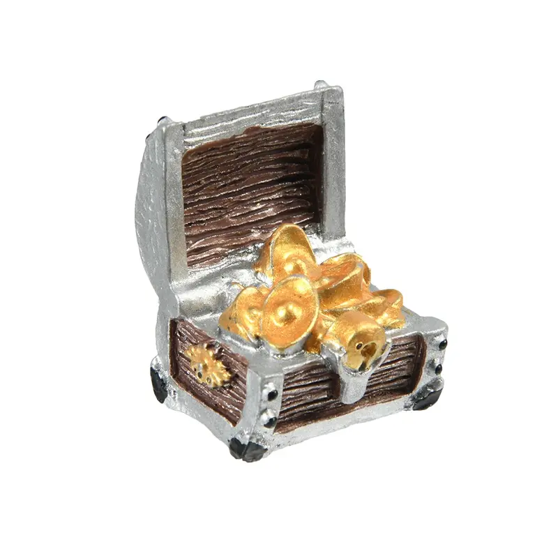 4 miniatures coffres trésor pirate en résine avec or