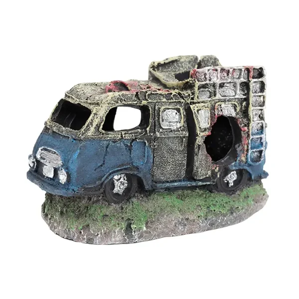Lot de 4 décorations aquarium miniatures épaves de véhicules