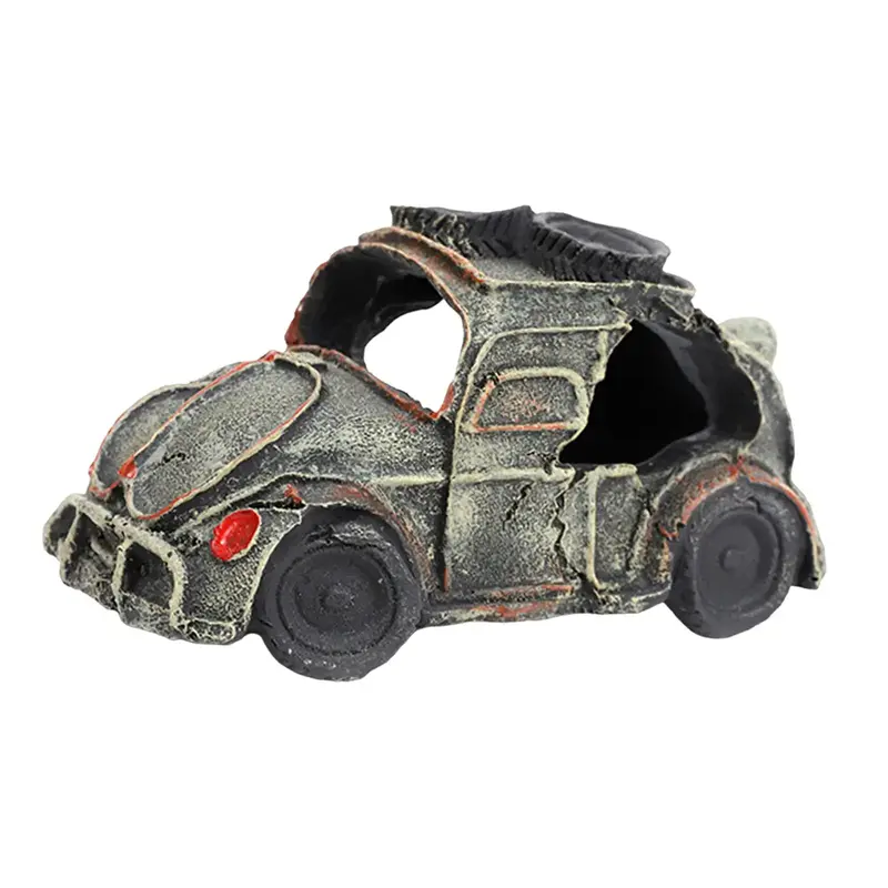 Lot de 4 déco aquarium miniatures épaves de véhicules en résine.