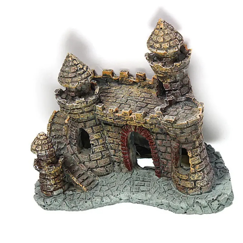 Déco aquarium château vintage résine imitation pierre cachettes