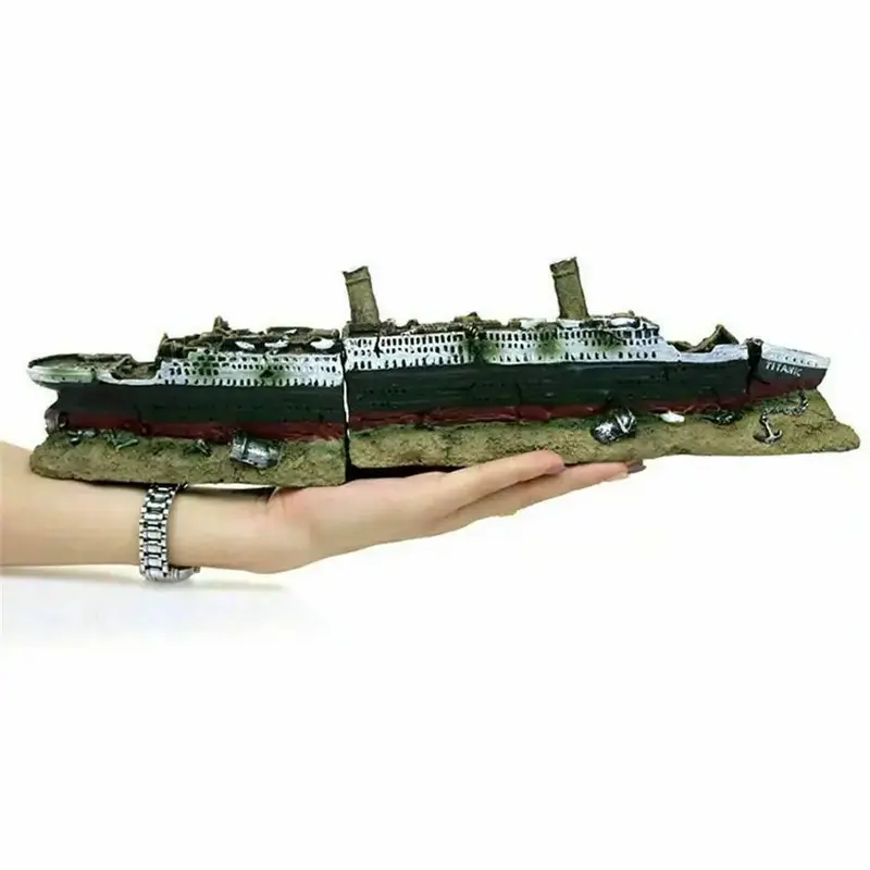 Ornement épave Titanic miniature réaliste en résine pour aquarium 40cm