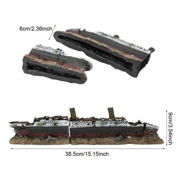 Ornement épave Titanic miniature réaliste résine pour aquarium