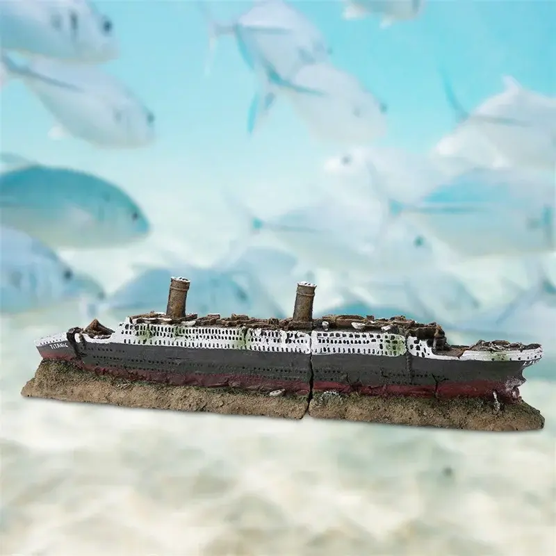 Ornement épave Titanic miniature et réaliste résine pour aquarium 40cm