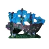 Décoration aquarium résine épave navire pirate bleu gris vieilli