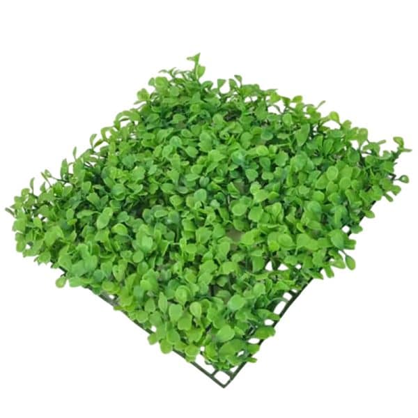Tapis d'herbes artificielles vertes en plastique pour aquarium et décoration, vues variées.