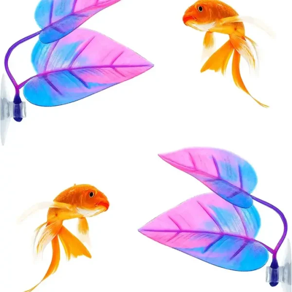 Lot de 4 feuilles artificielles d'aquarium Betta, vertes et rose-bleu