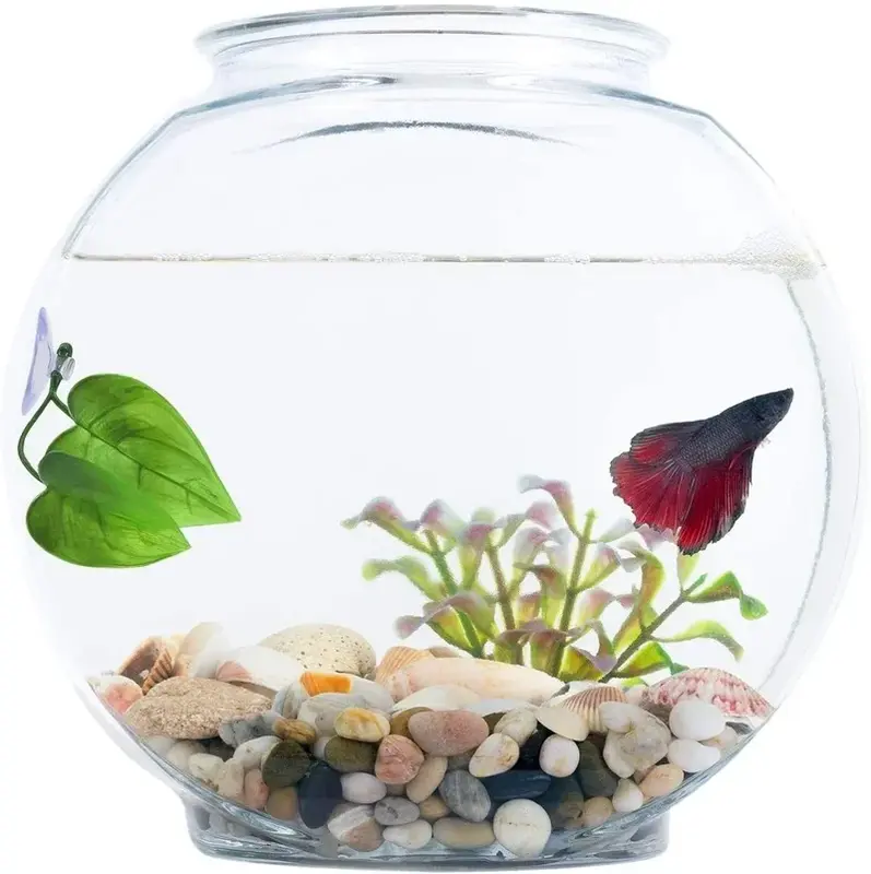 feuilles artificielles Bocal d'aquarium Betta, vertes et rose-bleu, avec ventouse.