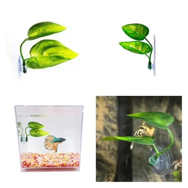 Accessoire Aquarium : 2 Feuilles Artificielles Betta de 8x9cm