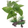 Plante artificielle réaliste pour aquarium, feuilles vertes et base imitation bois en plastique