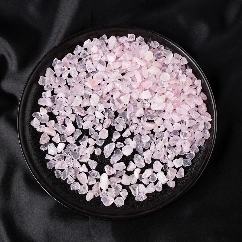 Déco Gravier Quartz Rose naturel en bol noir, 5-8mm, pour aquarium