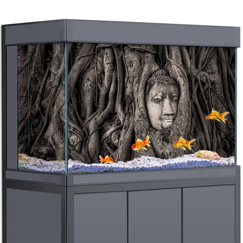 Aquarium complet SB little gris avec fond décoratif Bouddha racines et pour poissons