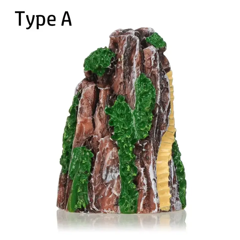 rochers miniatures en résine, brun, vert et blanc, escaliers, pour aquarium/terrarium