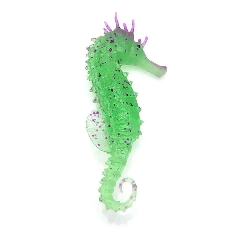 Lot 3 hippocampes silicone fluorescents aquarium vert.