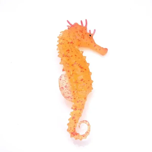Lot 3 hippocampes silicone fluorescents aquarium orange