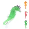 Lot 3 hippocampes silicone fluorescents aquarium, rose, orange, vert.