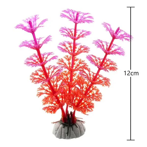 Plante artificielle aquarium couleurs fluo rose vert, base LDPE