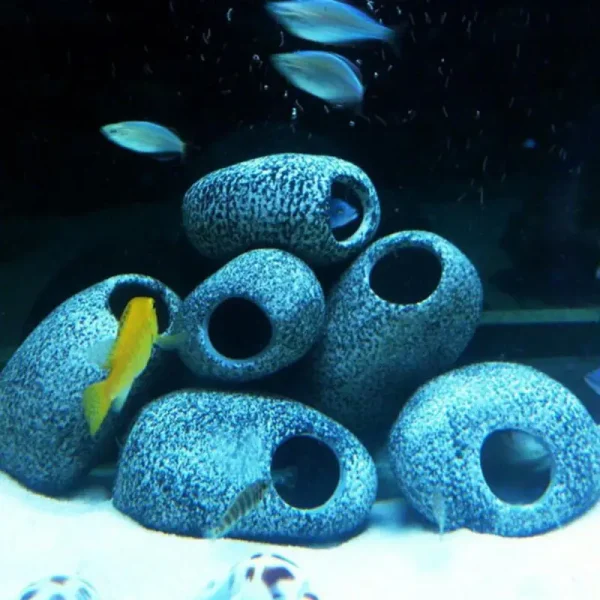 Lot de 4 Pierres Grottes Décoratives Aquarium d'Eau Douce
