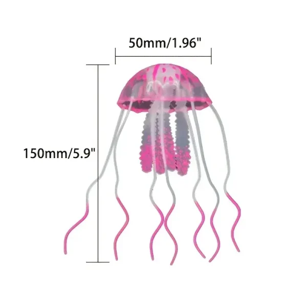 Lot de 6 méduses artificielles fluorescentes en silicone pour aquarium de couleurs vives
