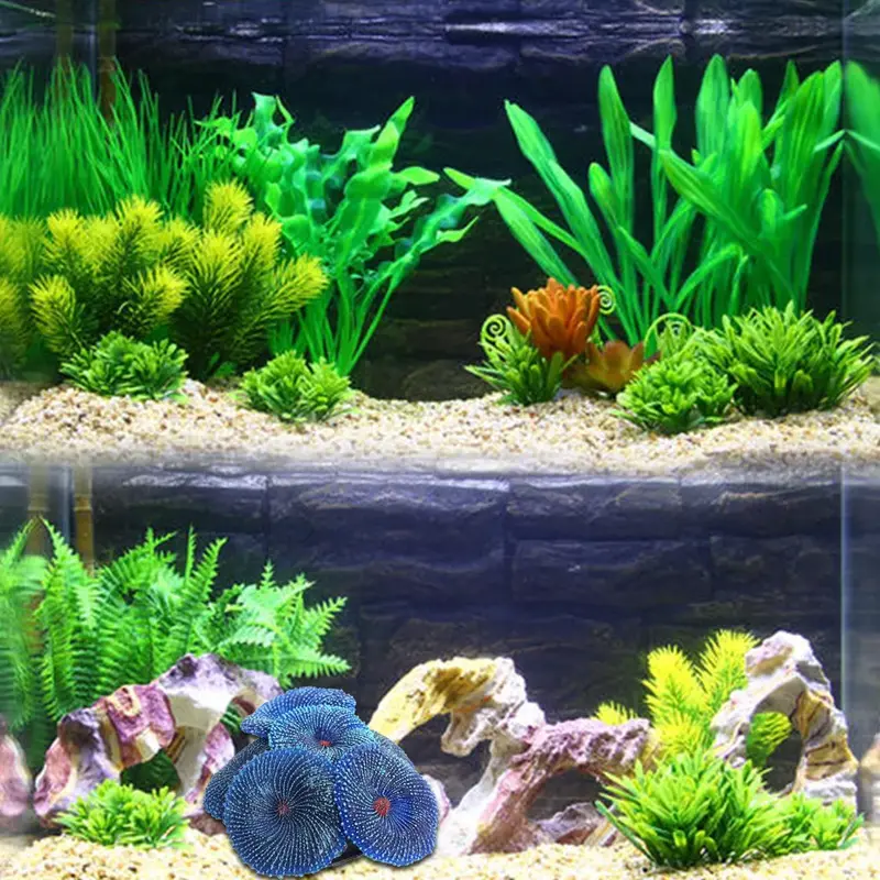 Ornement corail artificiel bleu en PVC résine pour aquarium