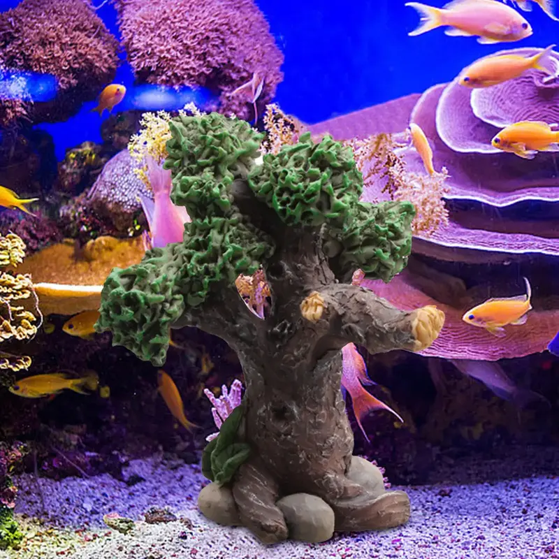 Ornement aquarium Petit Arbre en résine, paysage rocheux