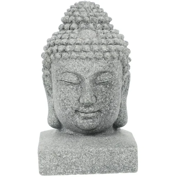Statue Bouddha grise en poudre de Bluestone, aspect granit texturé